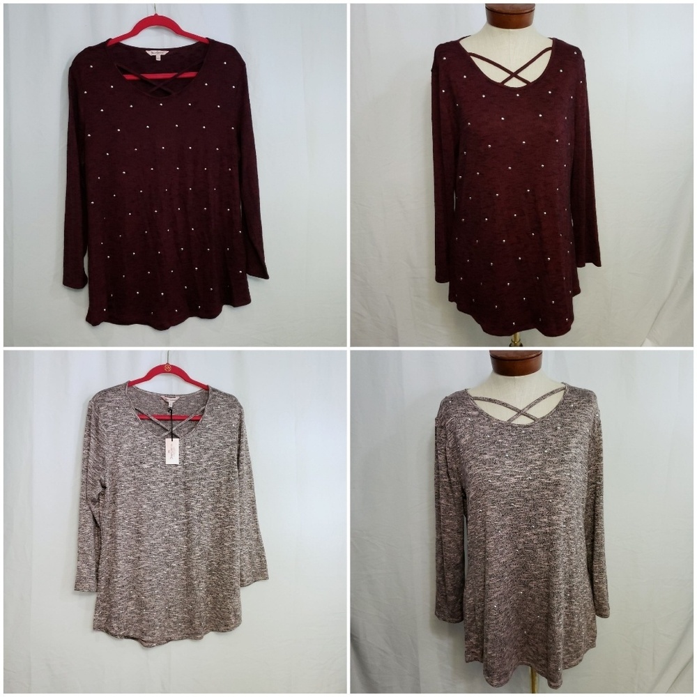 2🆕️Juicy Couture Crisscross Embellished Top Sz XL